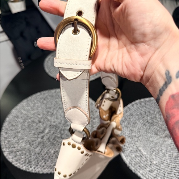 Moschino Cream Leather Studded Shoulder Bag - Picture 3 of 8